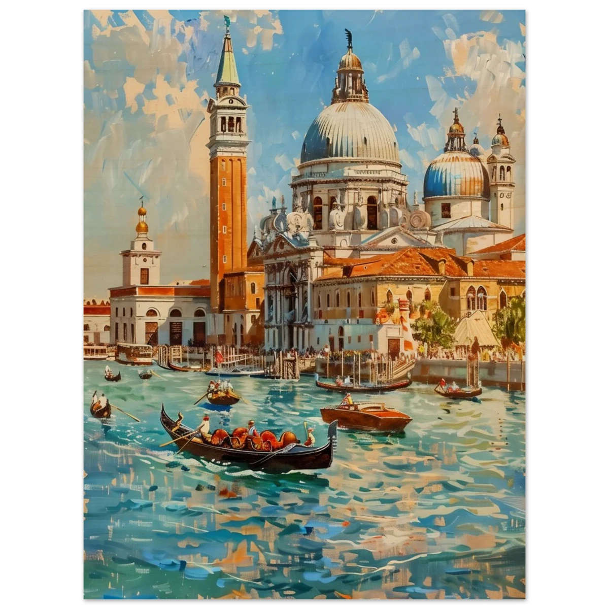 Venetian Grandeur – Gondolas on the Grand Canal Wall Art Print - Wood Prints - 45x60 cm / 18x24″ -