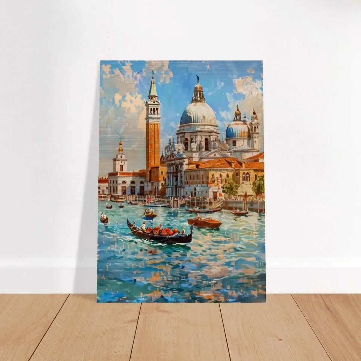 Venetian Grandeur – Gondolas on the Grand Canal Wall Art Print - Brushed Aluminum Print - 70x100 cm / 28x40″ -
