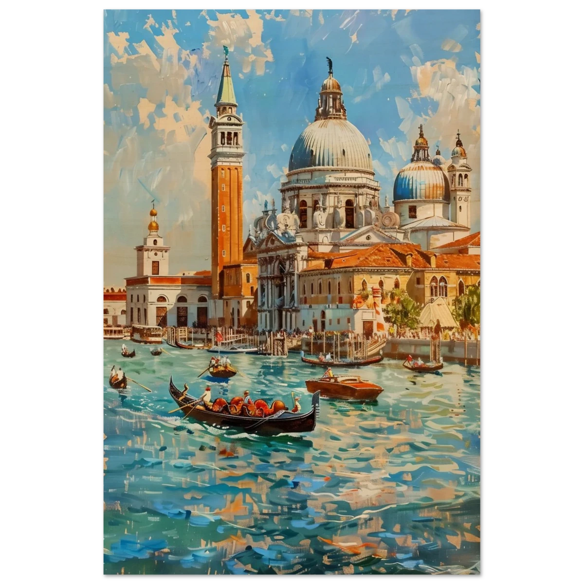 Venetian Grandeur – Gondolas on the Grand Canal Wall Art Print - Wood Prints - 60x90 cm / 24x36″ -