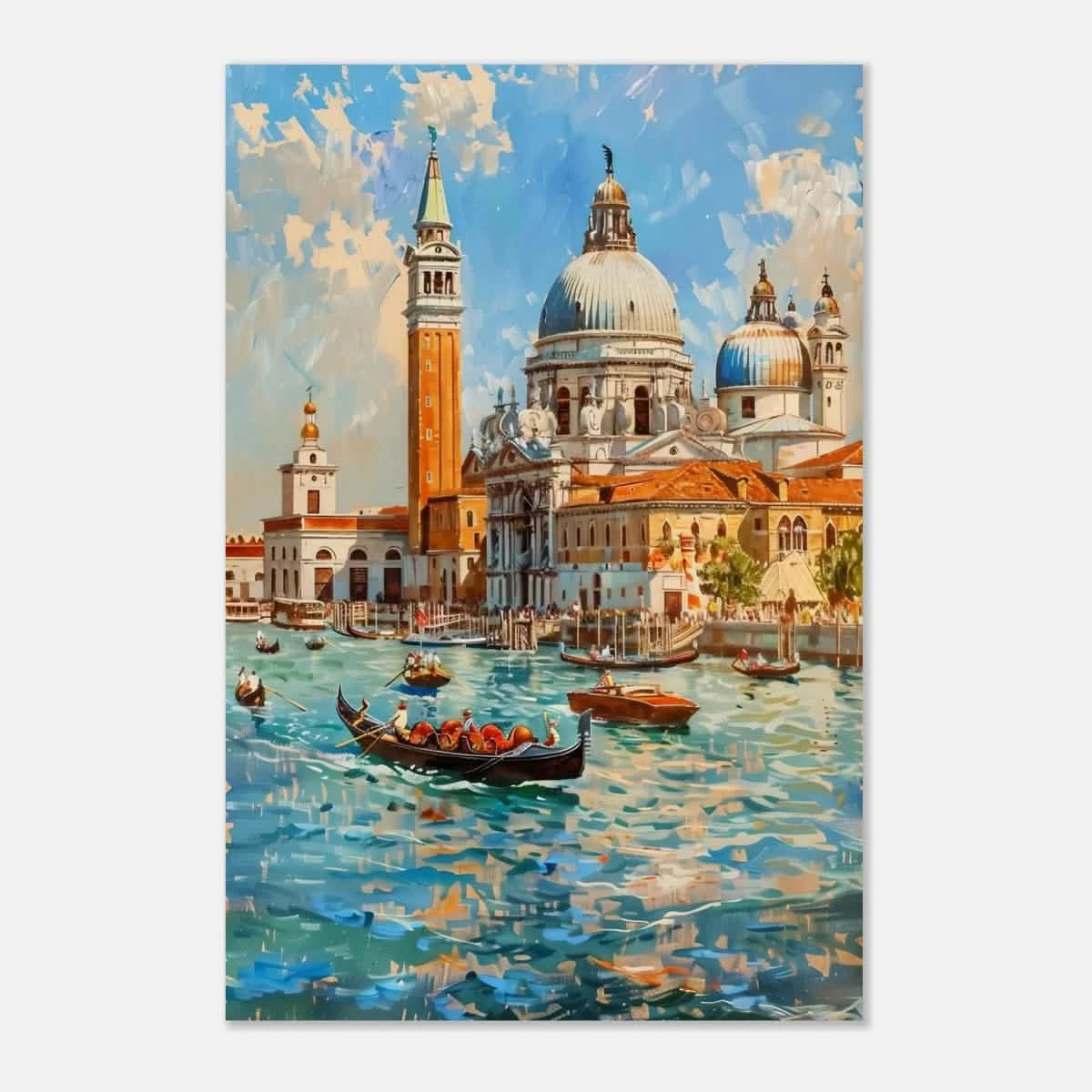 Venetian Grandeur – Gondolas on the Grand Canal Wall Art Print - Aluminum Print - 20x30 cm / 8x12″ -