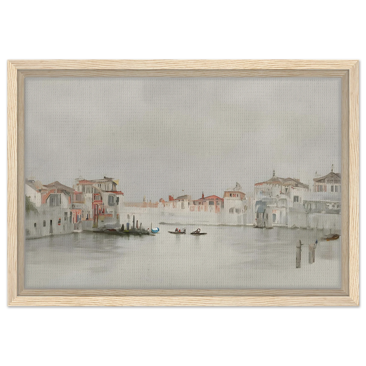Venetian Whispers – Serene Canal Wall Art Print - Framed Canvas - 30x45 cm / 12x18″ - Wood frame