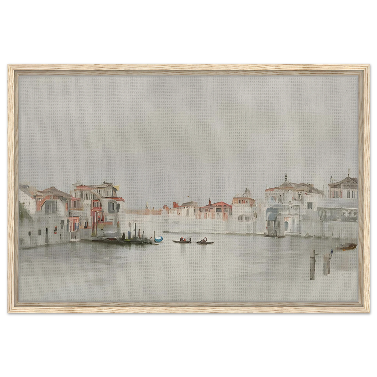 Venetian Whispers – Serene Canal Wall Art Print - Framed Canvas - 50x75 cm / 20x30″ - Wood frame