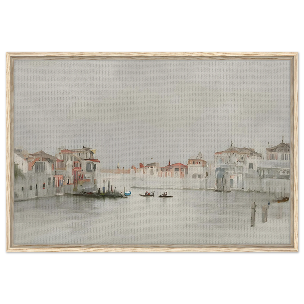 Venetian Whispers – Serene Canal Wall Art Print - Framed Canvas - 60x90 cm / 24x36″ - Wood frame
