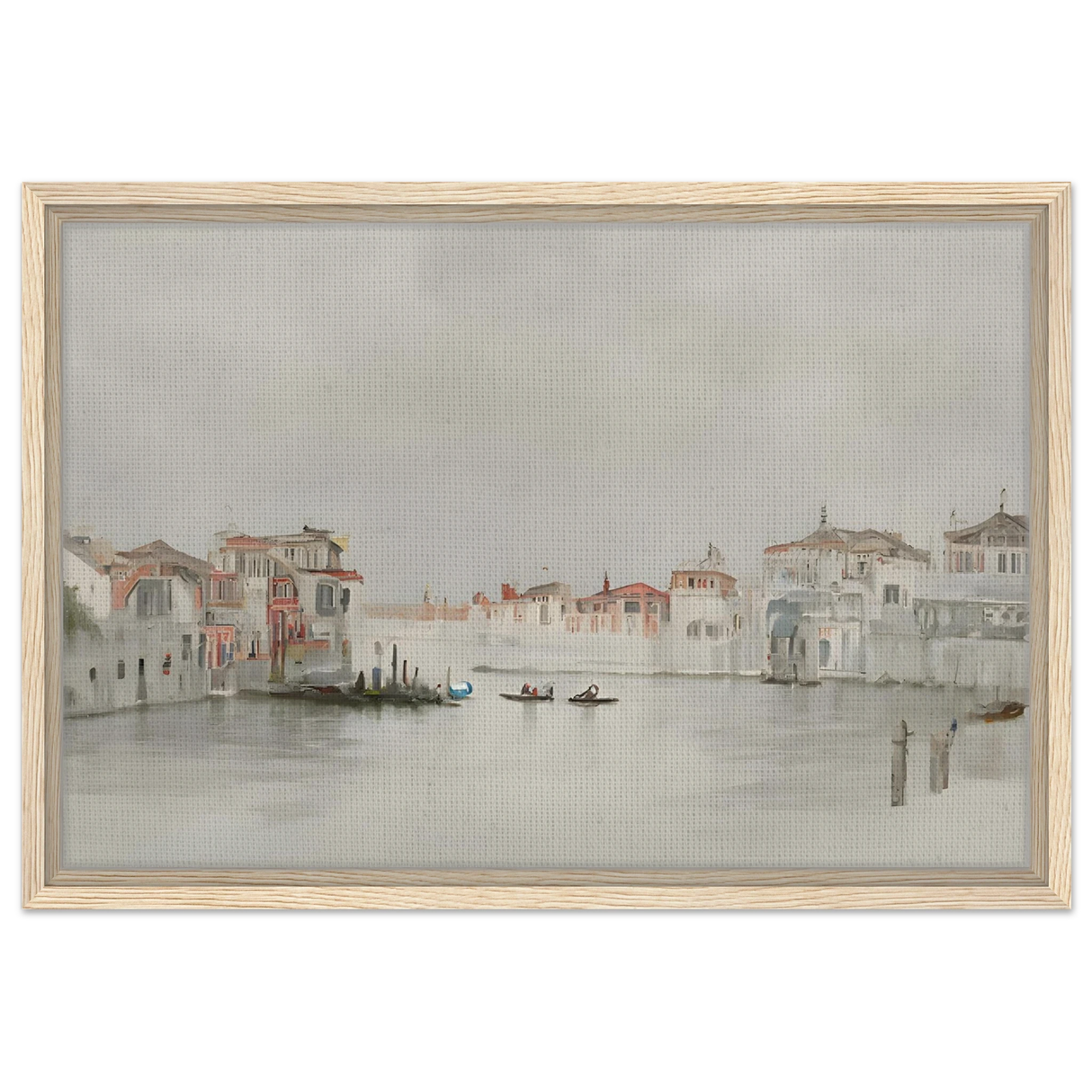 Venetian Whispers – Serene Canal Wall Art Print - Framed Canvas - 40x60 cm / 16x24″ - Wood frame