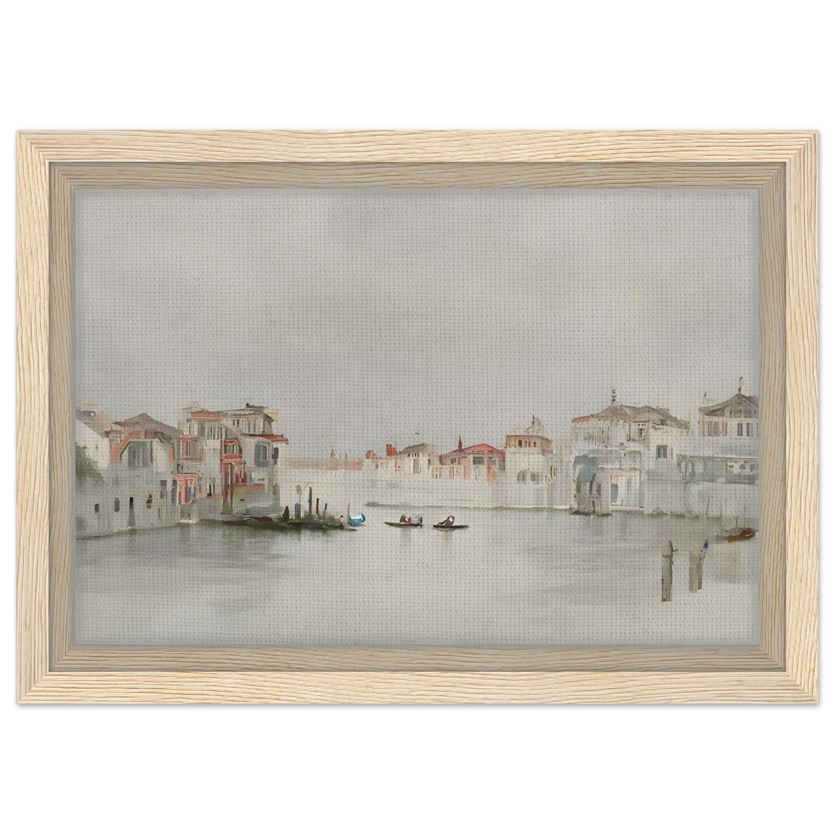 Venetian Whispers – Serene Canal Wall Art Print - Framed Canvas - 20x30 cm / 8x12″ - Wood frame
