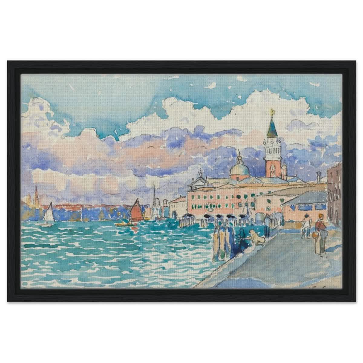 Venice (ca. 1903) by Henri - Edmond Cross | Vintage wall art print - Framed Canvas - 40x60 cm / 16x24″ - Black frame