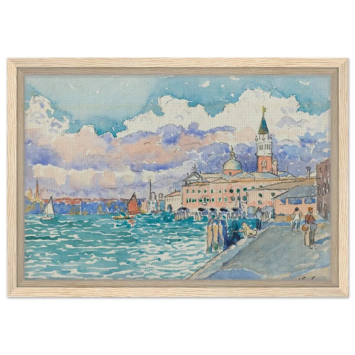 Venice (ca. 1903) by Henri - Edmond Cross | Vintage wall art print - Framed Canvas - 30x45 cm / 12x18″ - Wood frame