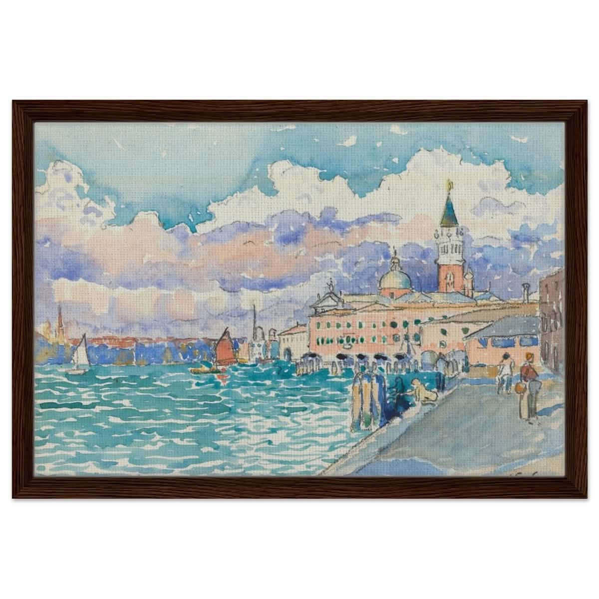 Venice (ca. 1903) by Henri - Edmond Cross | Vintage wall art print - Framed Canvas - 40x60 cm / 16x24″ - Dark wood frame