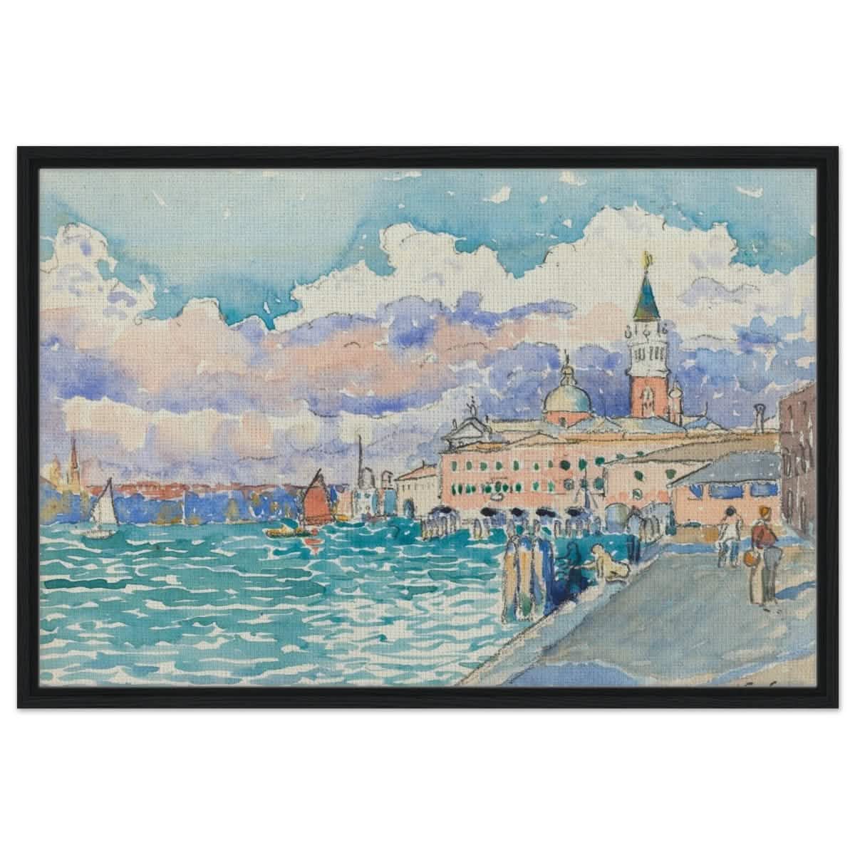 Venice (ca. 1903) by Henri - Edmond Cross | Vintage wall art print - Framed Canvas - 60x90 cm / 24x36″ - Black frame