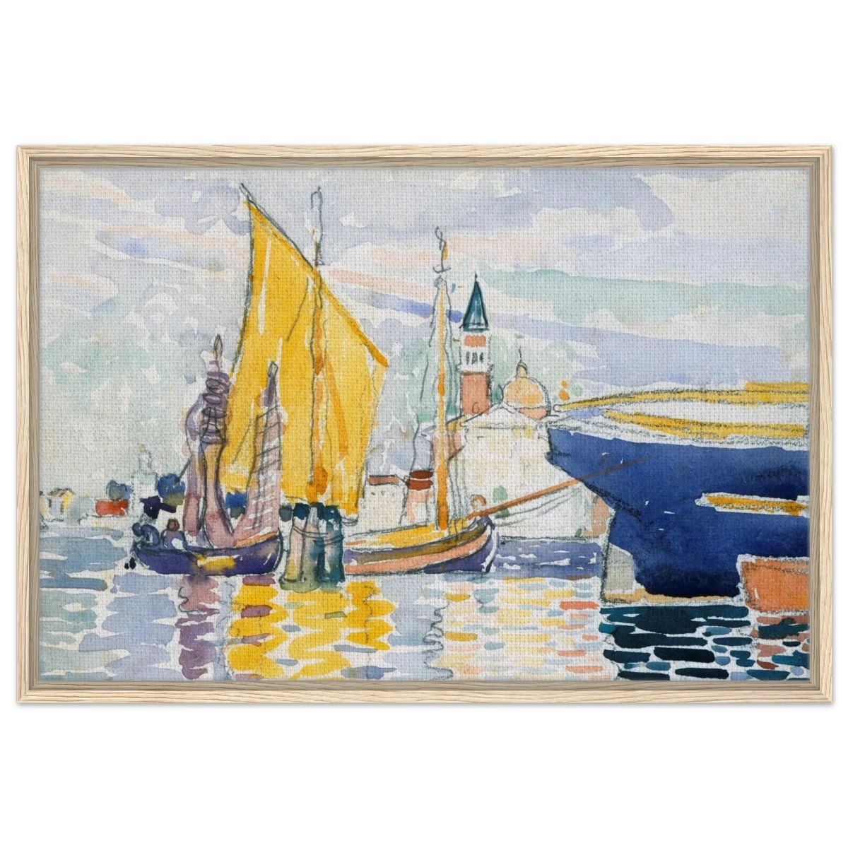 Venice - The Giudecca by Henri - Edmond Cross (Henri - Edmond Delacroix) - Framed Canvas - 60x90 cm / 24x36″ - Wood frame