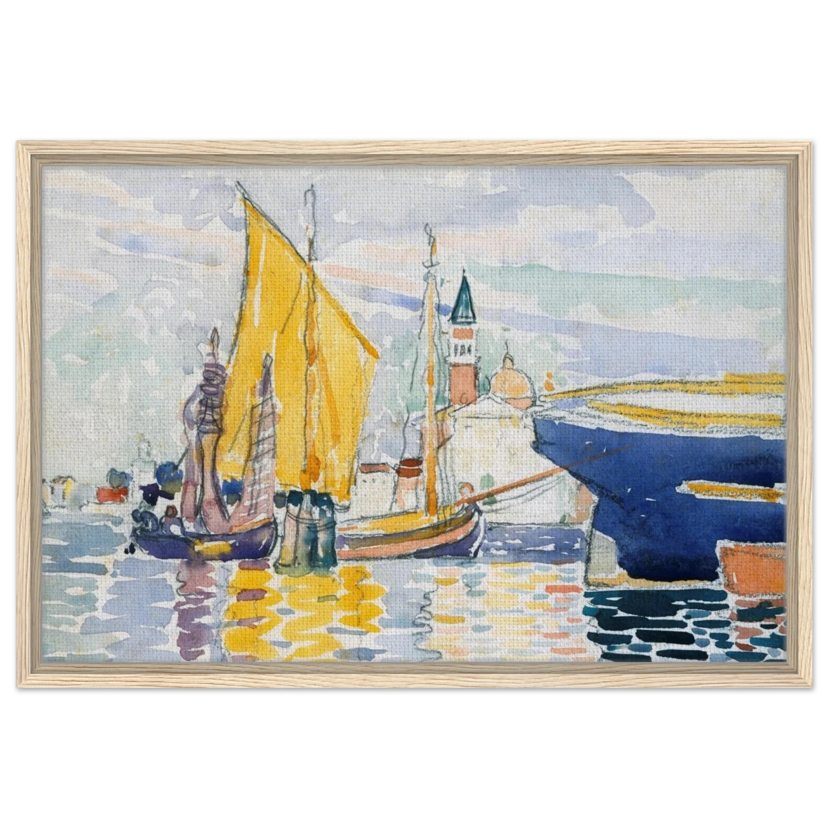 Venice - The Giudecca by Henri - Edmond Cross (Henri - Edmond Delacroix) - Framed Canvas - 50x75 cm / 20x30″ - Wood frame