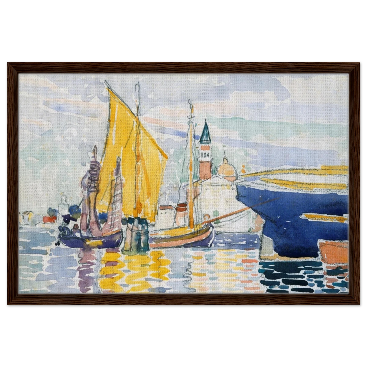 Venice - The Giudecca by Henri - Edmond Cross (Henri - Edmond Delacroix) - Framed Canvas - 50x75 cm / 20x30″ - Dark wood frame