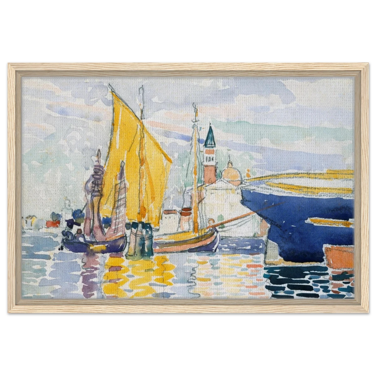Venice - The Giudecca by Henri - Edmond Cross (Henri - Edmond Delacroix) - Framed Canvas - 40x60 cm / 16x24″ - Wood frame