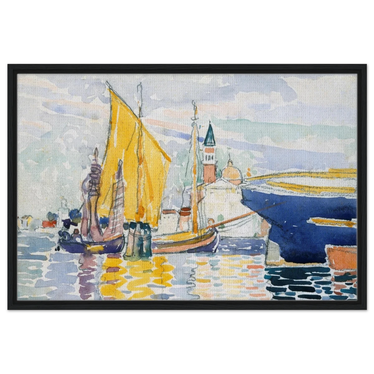 Venice - The Giudecca by Henri - Edmond Cross (Henri - Edmond Delacroix) - Framed Canvas - 60x90 cm / 24x36″ - Black frame
