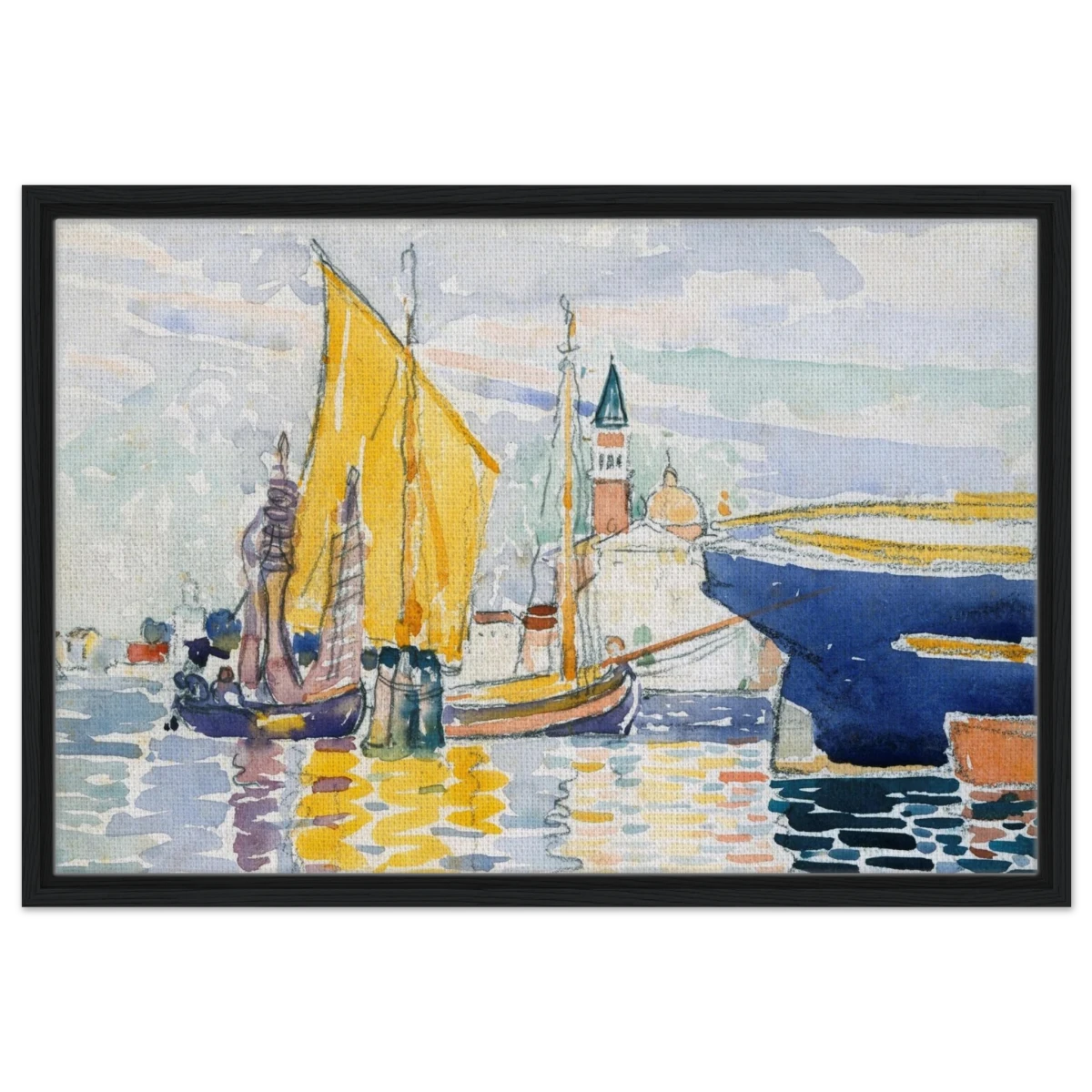 Venice - The Giudecca by Henri - Edmond Cross (Henri - Edmond Delacroix) - Framed Canvas - 50x75 cm / 20x30″ - Black frame