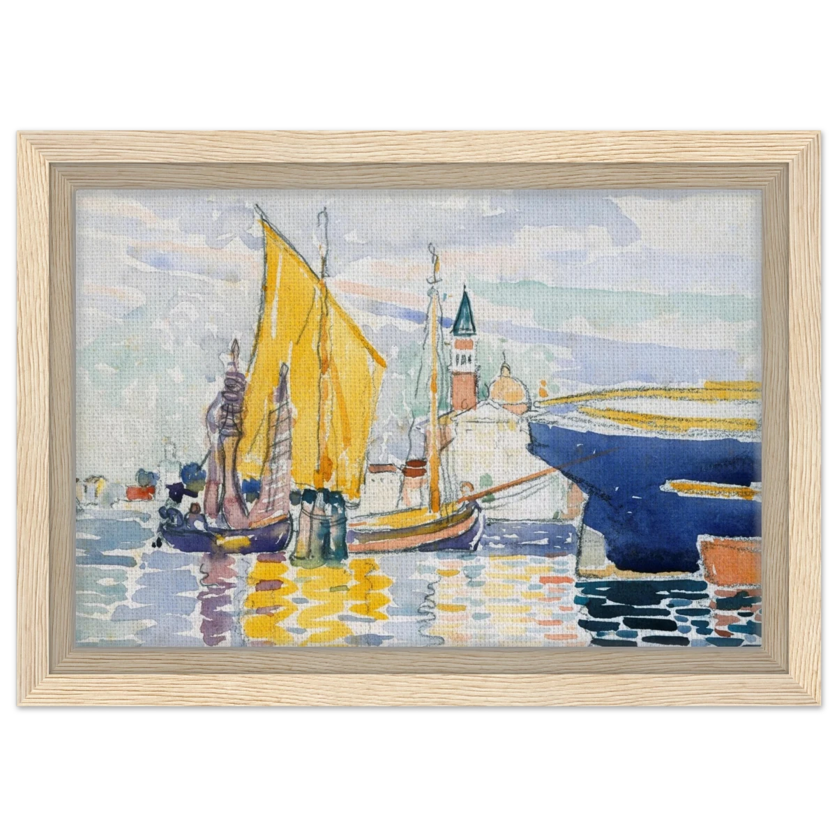 Venice - The Giudecca by Henri - Edmond Cross (Henri - Edmond Delacroix) - Framed Canvas - 20x30 cm / 8x12″ - Wood frame