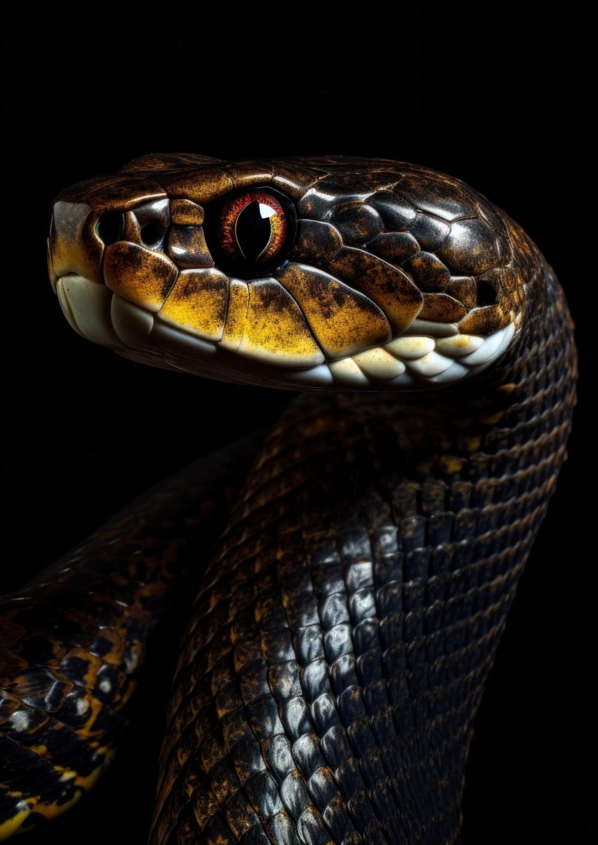 "Venom & Velvet" – Choose Your Snake Portrait: Azure, Emerald, or Obsidian - 30x45 cm / 12x18″ - Design 3 - Acrylic Print