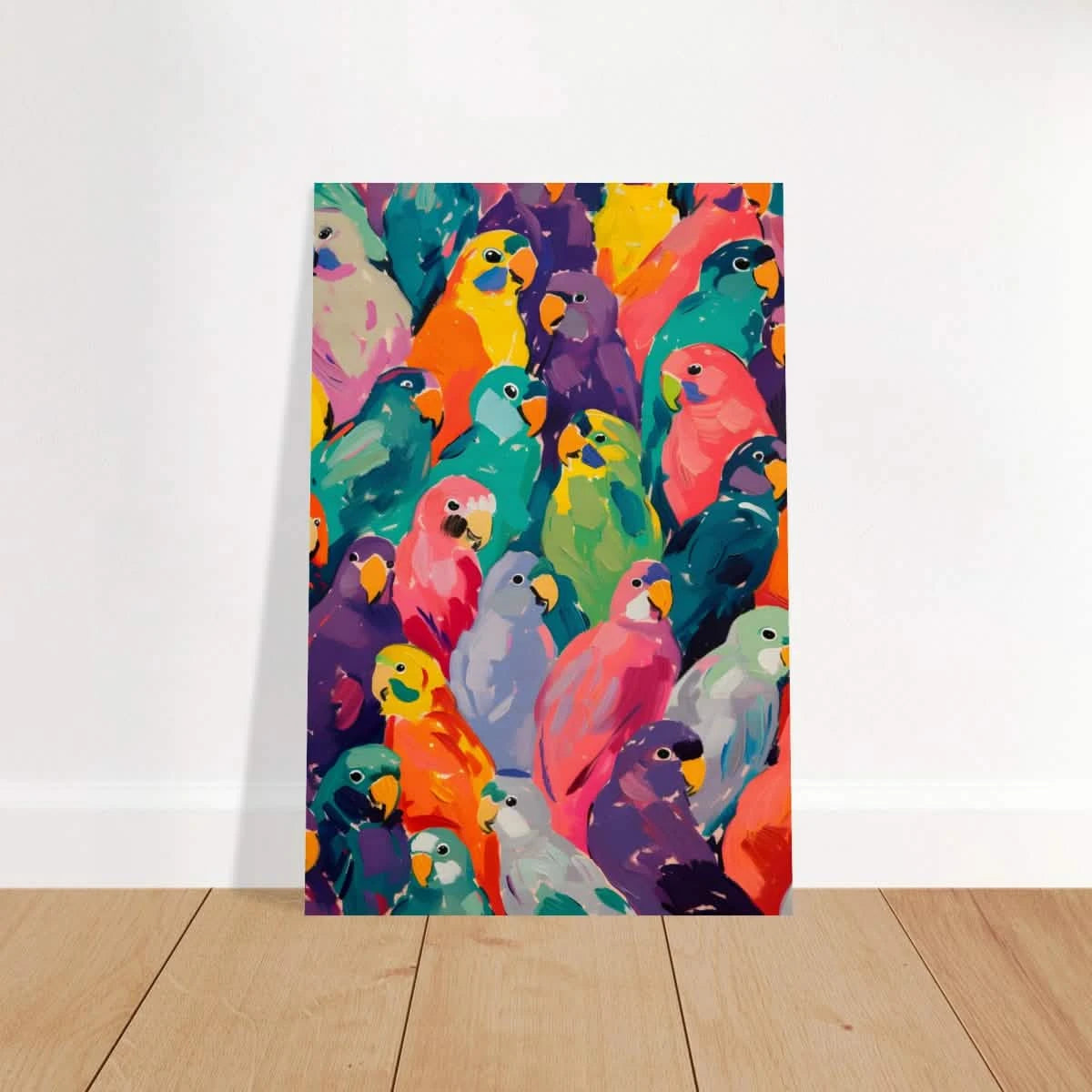 "Vibrant Flock" – A Burst of Color and Life | Wall art Print - 30x45 cm / 12x18″ - Wood Prints -