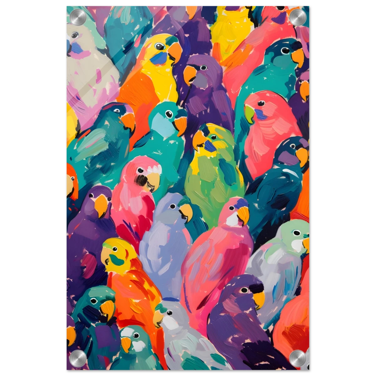 "Vibrant Flock" – A Burst of Color and Life | Wall art Print - 30x45 cm / 12x18″ - Acrylic Print -