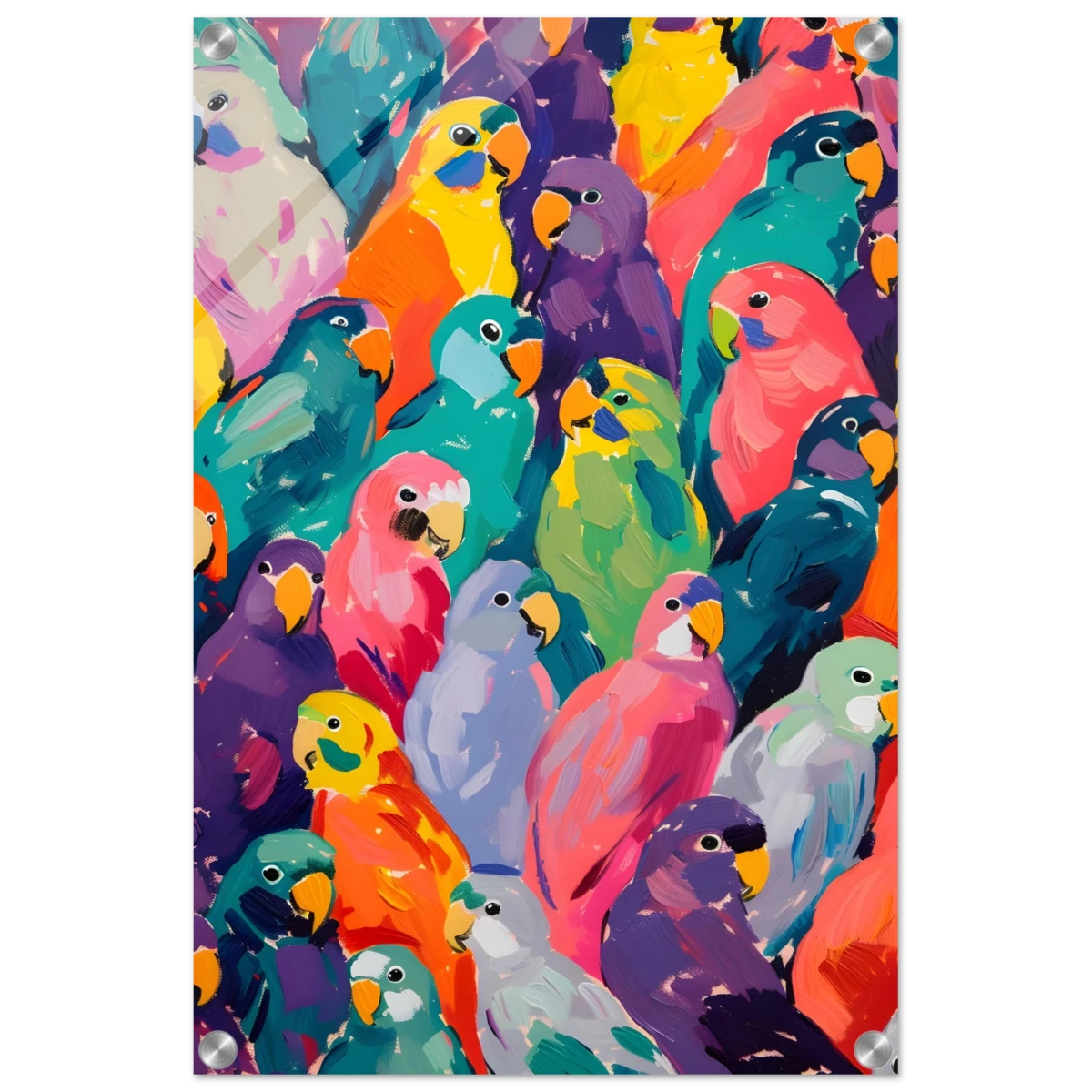 "Vibrant Flock" – A Burst of Color and Life | Wall art Print - 40x60 cm / 16x24″ - Acrylic Print -
