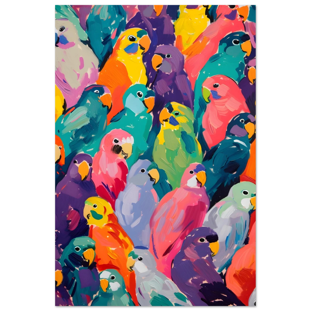 "Vibrant Flock" – A Burst of Color and Life | Wall art Print - 30x45 cm / 12x18″ - Aluminum Print -