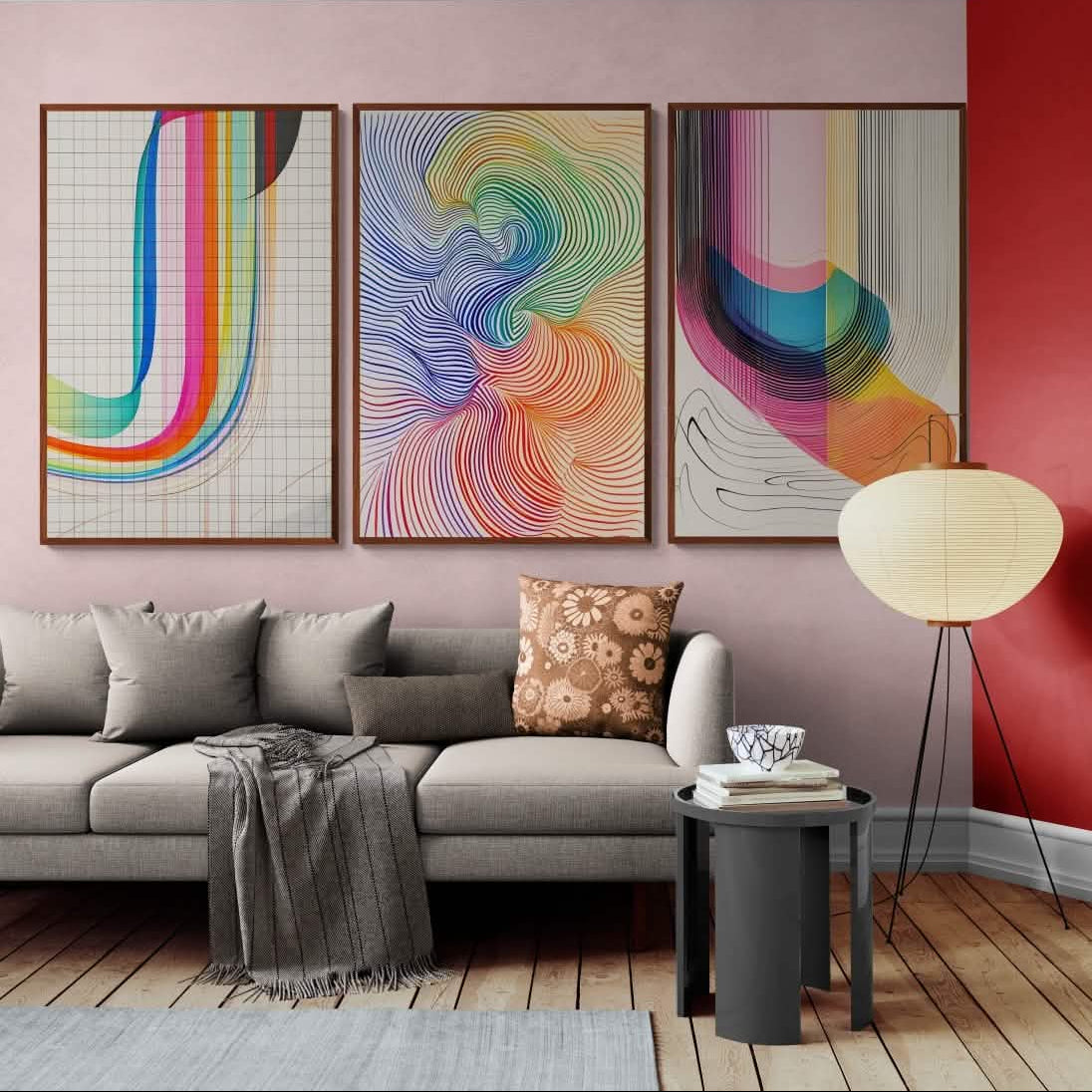 Vibrant Trio: Colorful Abstractions - Canvas - 30X45 CM / 12X18″ -