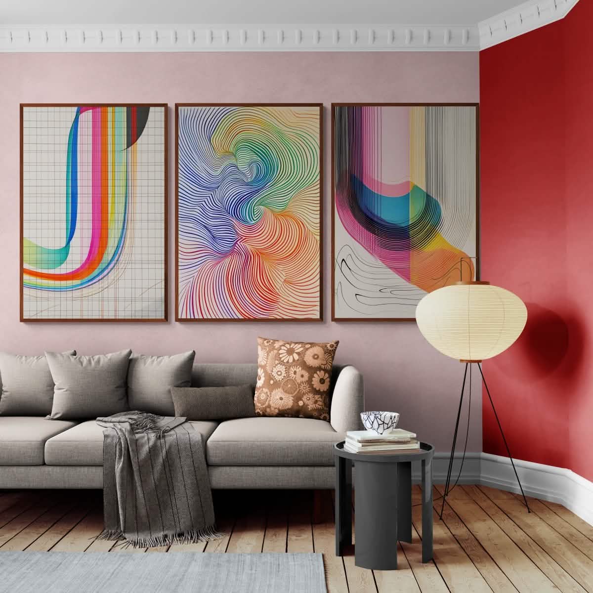 Vibrant Trio: Colorful Abstractions - Canvas - 30X45 CM / 12X18″ -