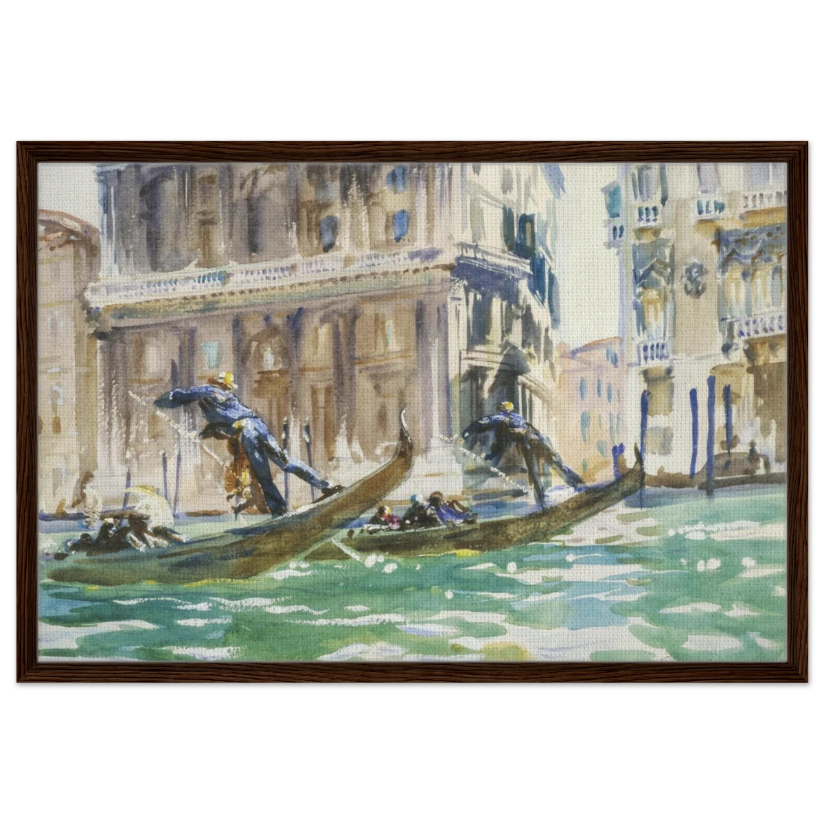 View of Venice (1906) by John Singer Sargent | Wall art Print - Framed Canvas - 60x90 cm / 24x36″ - Dark wood frame