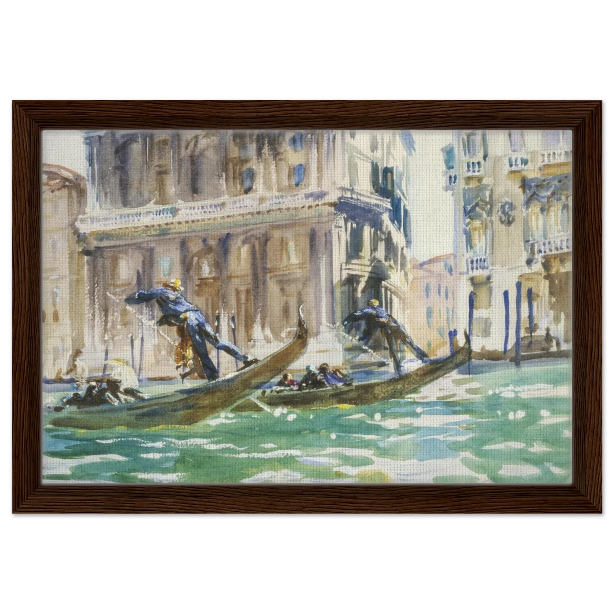 View of Venice (1906) by John Singer Sargent | Wall art Print - Framed Canvas - 30x45 cm / 12x18″ - Dark wood frame