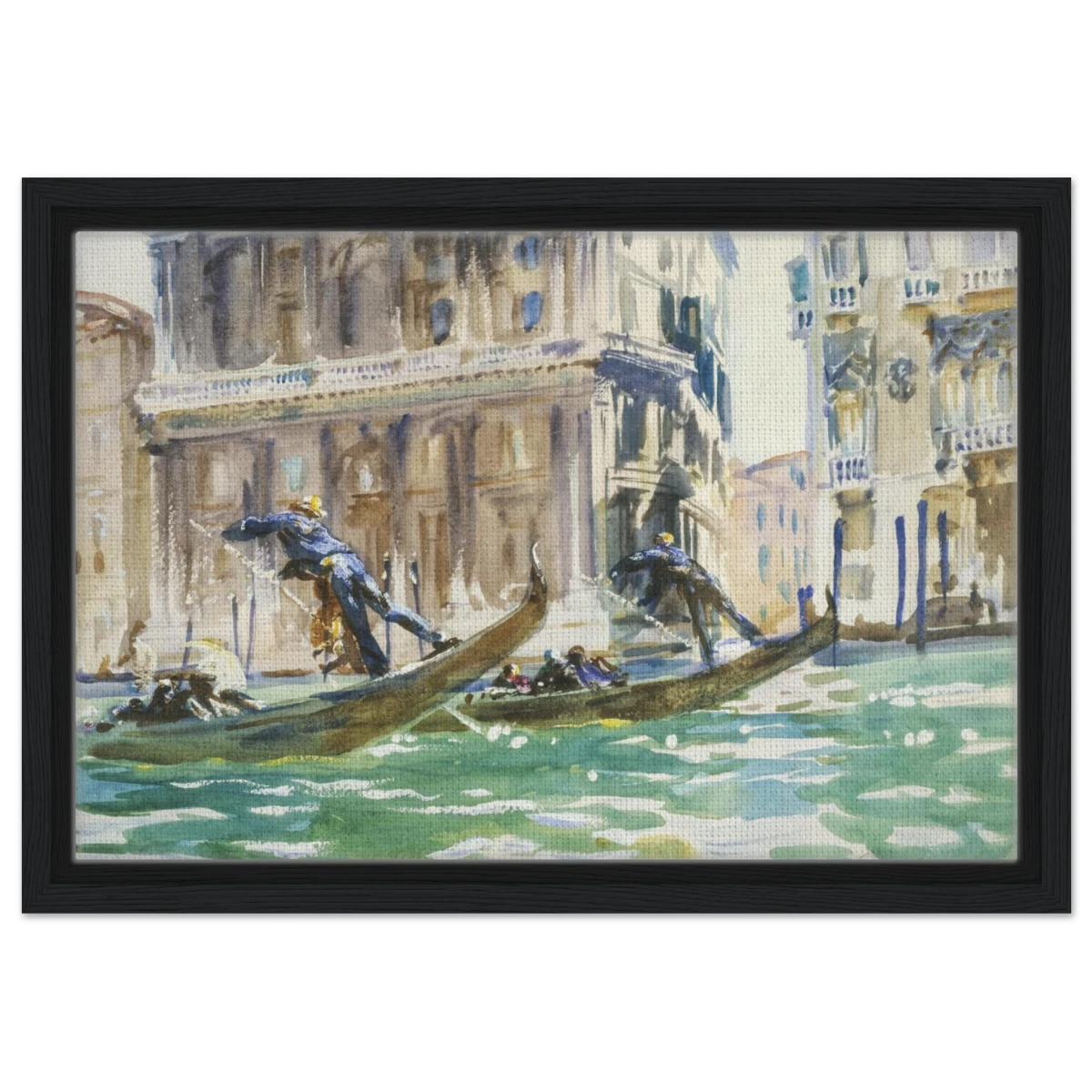 View of Venice (1906) by John Singer Sargent | Wall art Print - Framed Canvas - 30x45 cm / 12x18″ - Black frame