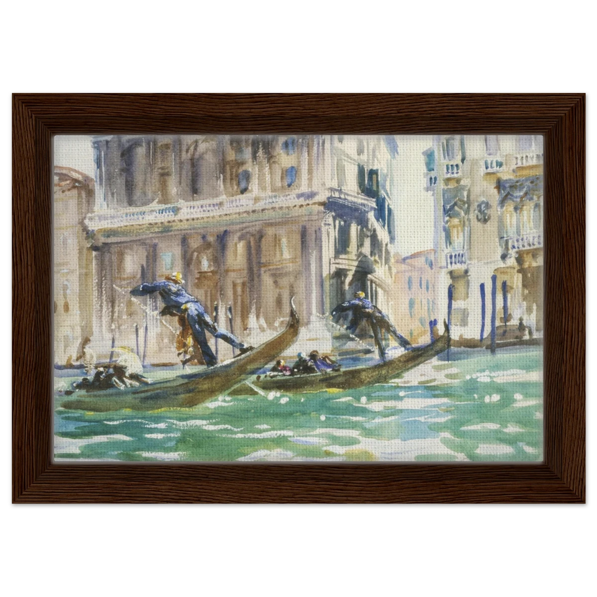 View of Venice (1906) by John Singer Sargent | Wall art Print - Framed Canvas - 20x30 cm / 8x12″ - Dark wood frame