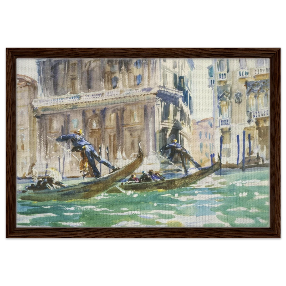 View of Venice (1906) by John Singer Sargent | Wall art Print - Framed Canvas - 40x60 cm / 16x24″ - Dark wood frame