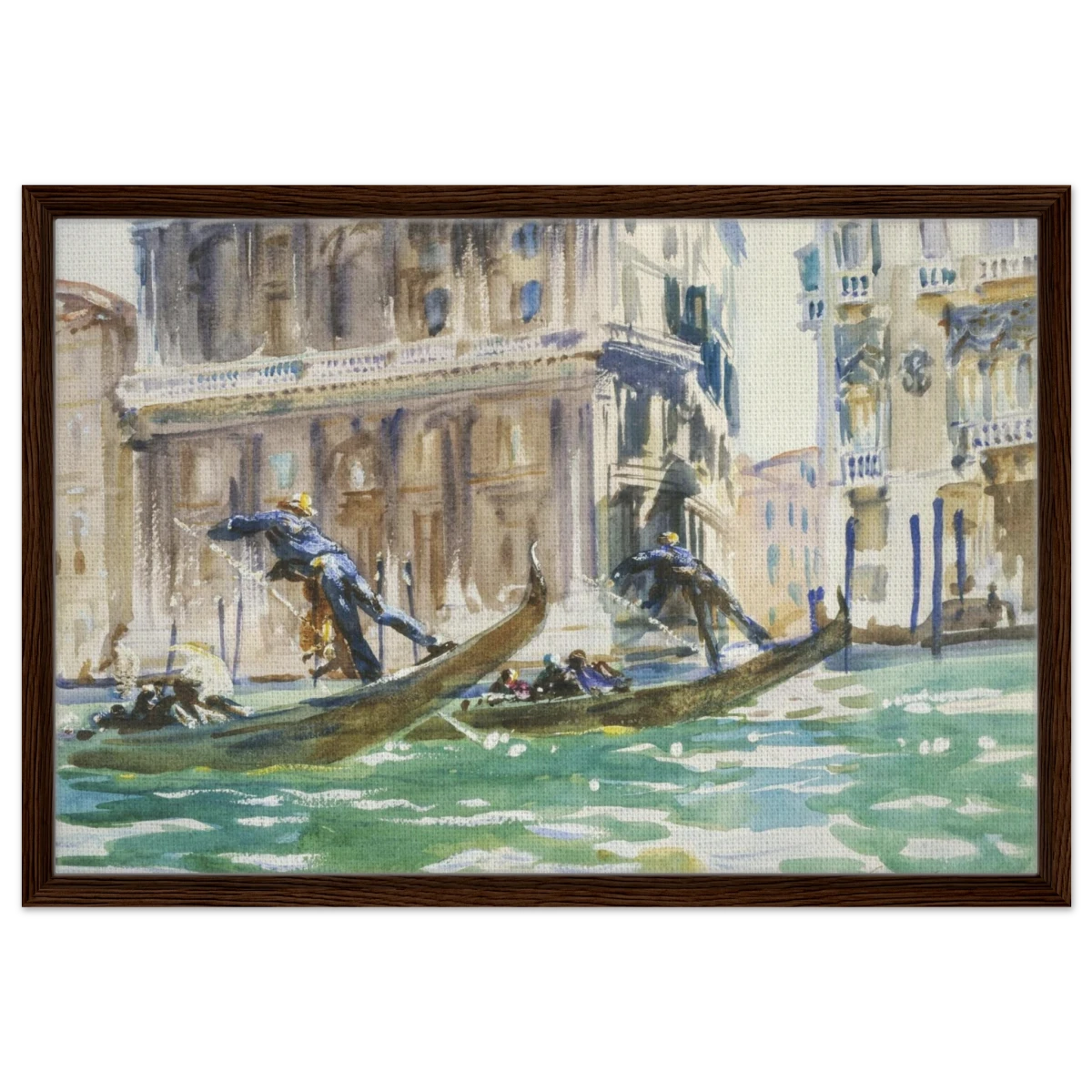 View of Venice (1906) by John Singer Sargent | Wall art Print - Framed Canvas - 50x75 cm / 20x30″ - Dark wood frame