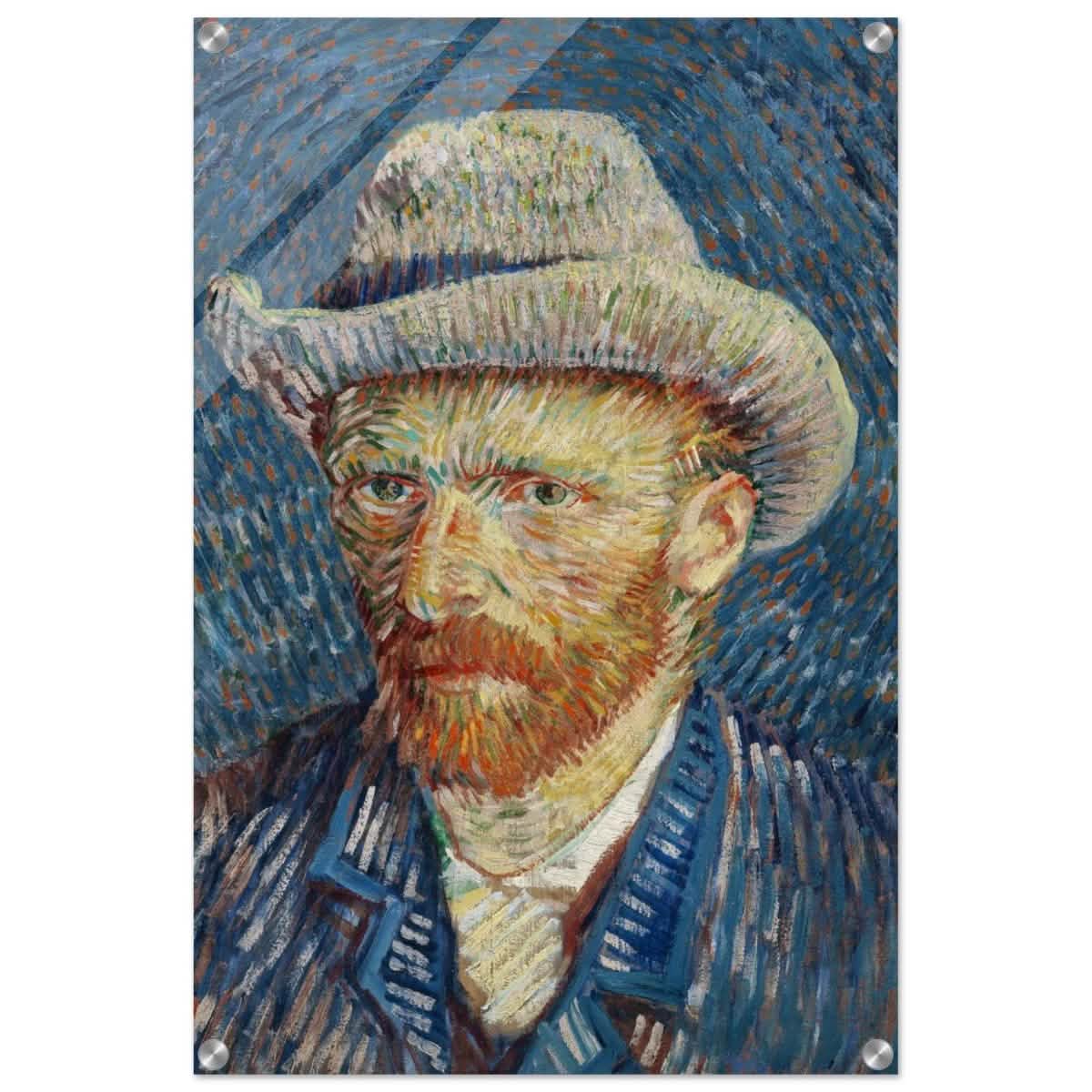 Vincent van Gogh's Self - Portrait with Grey Felt Hat (1887) | Vintage wall art print - Acrylic Print - 50x75 cm / 20x30″ -