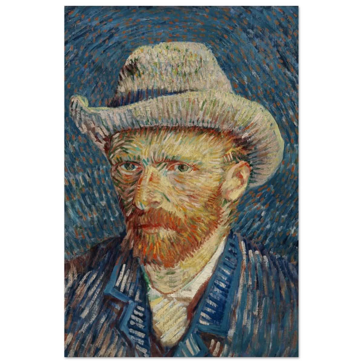 Vincent van Gogh's Self - Portrait with Grey Felt Hat (1887) | Vintage wall art print - Wood Prints - 40x60 cm / 16x24″ -