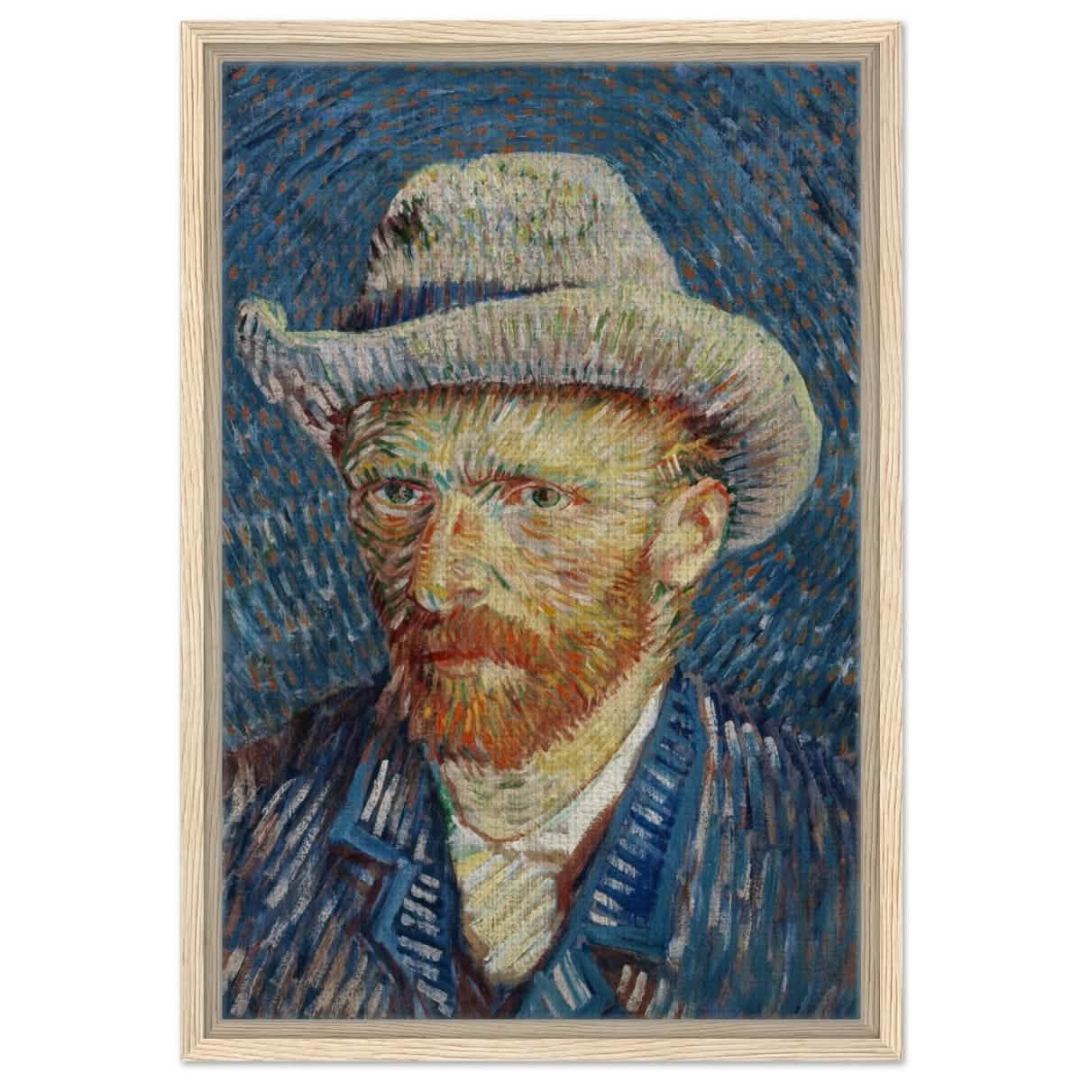 Vincent van Gogh's Self - Portrait with Grey Felt Hat (1887) | Vintage wall art print - Framed Canvas - 40x60 cm / 16x24″ - Wood frame