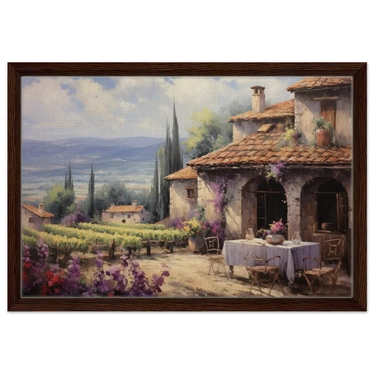 Vineyard Elegance | Nature Art Wall art print - Framed Canvas - 40x60 cm / 16x24″ - Dark wood frame