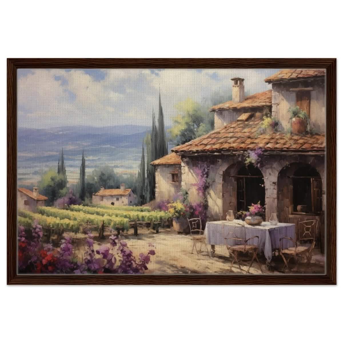 Vineyard Elegance | Nature Art Wall art print - Framed Canvas - 50x75 cm / 20x30″ - Dark wood frame