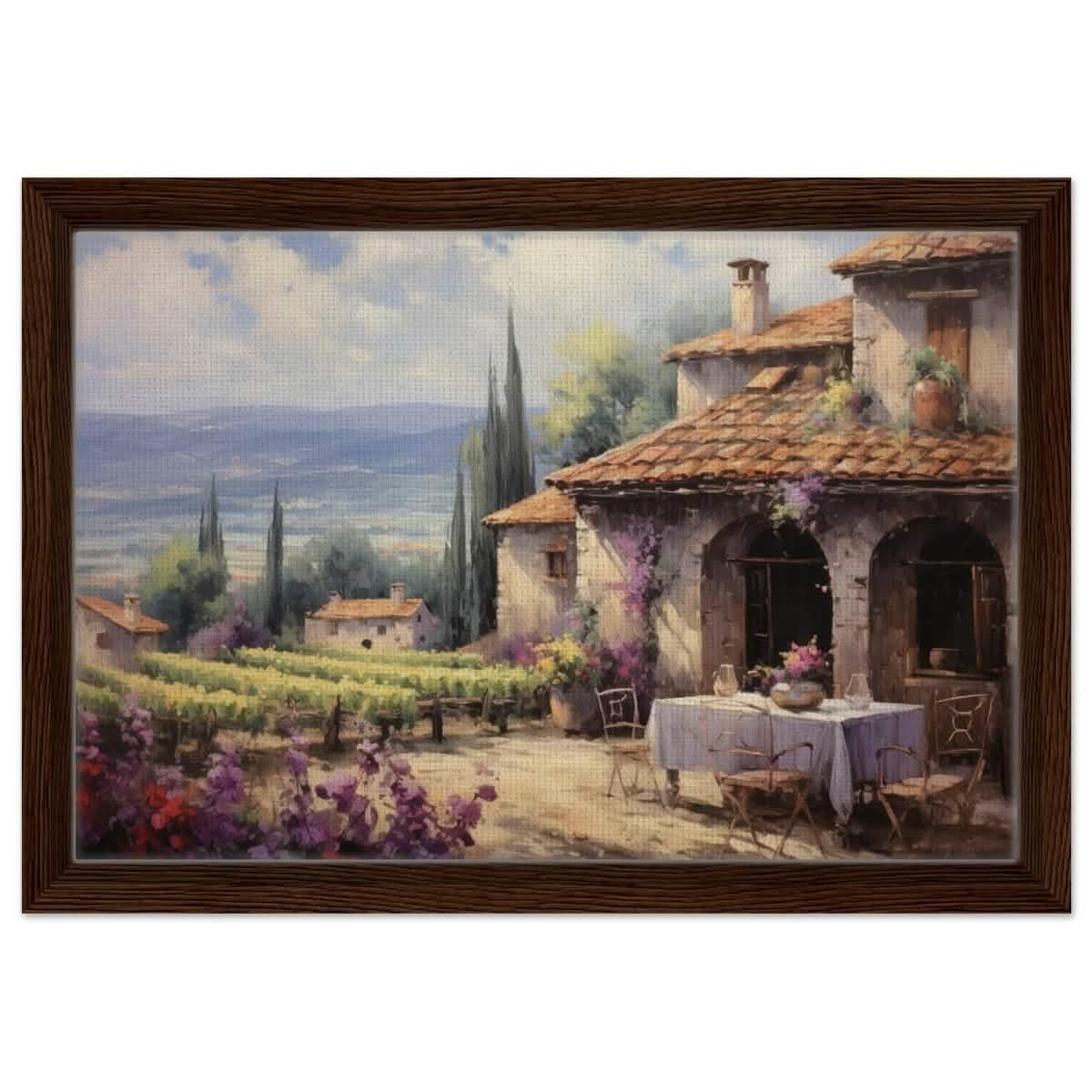 Vineyard Elegance | Nature Art Wall art print - Framed Canvas - 30x45 cm / 12x18″ - Dark wood frame