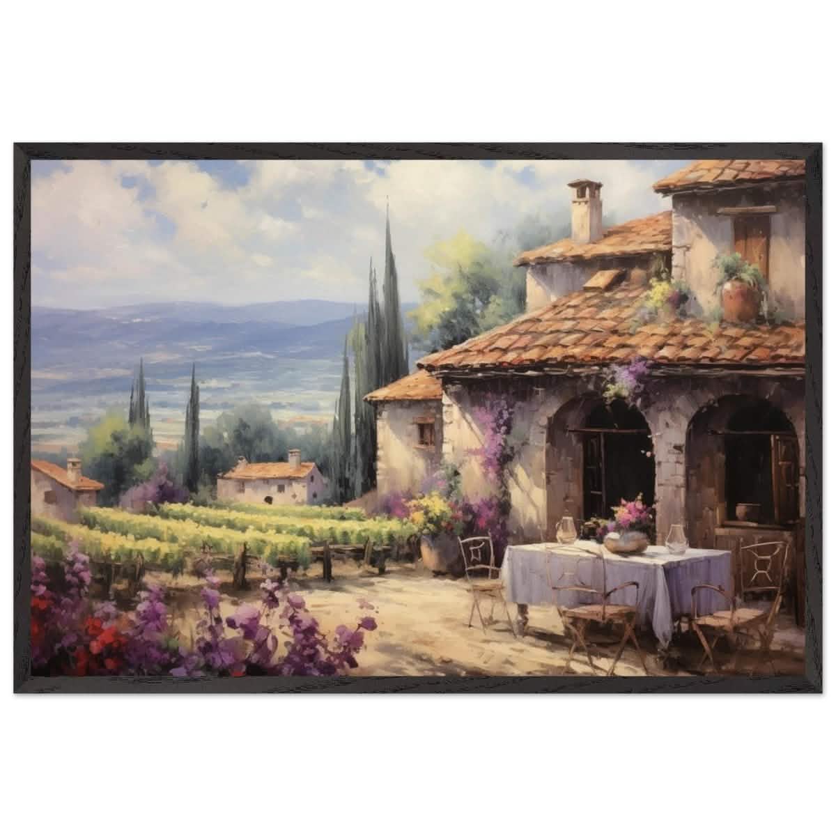 Vineyard Elegance | Nature Art Wall art print - Premium Wooden Framed Poster With Premium Matte Paper - 60x90 cm / 24x36″ - Black frame