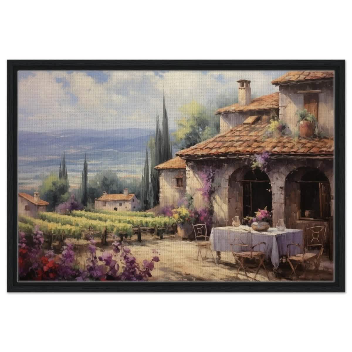 Vineyard Elegance | Nature Art Wall art print - Framed Canvas - 50x75 cm / 20x30″ - Black frame