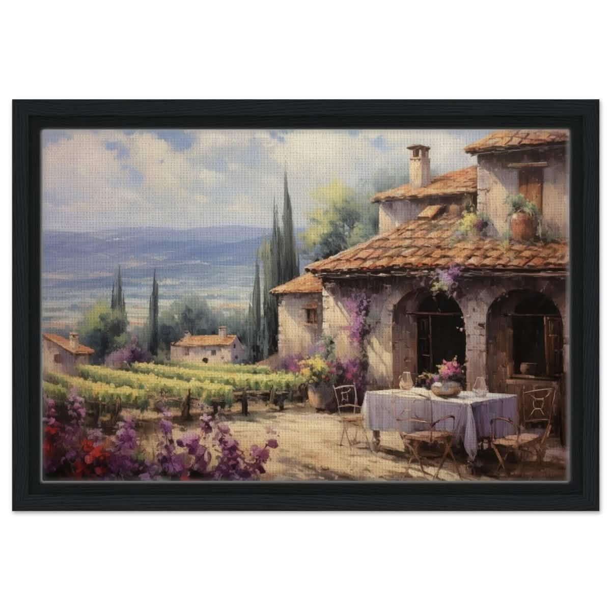 Vineyard Elegance | Nature Art Wall art print - Framed Canvas - 30x45 cm / 12x18″ - Black frame