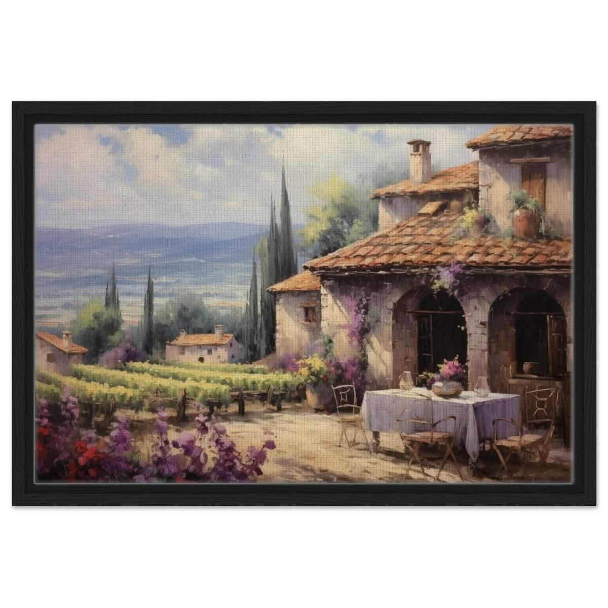 Vineyard Elegance | Nature Art Wall art print - Framed Canvas - 40x60 cm / 16x24″ - Black frame