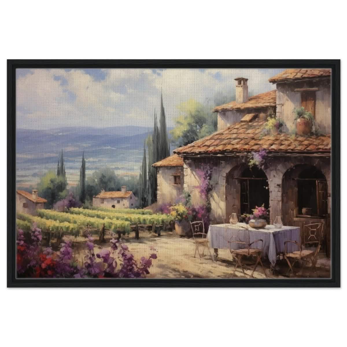 Vineyard Elegance | Nature Art Wall art print - Framed Canvas - 60x90 cm / 24x36″ - Black frame
