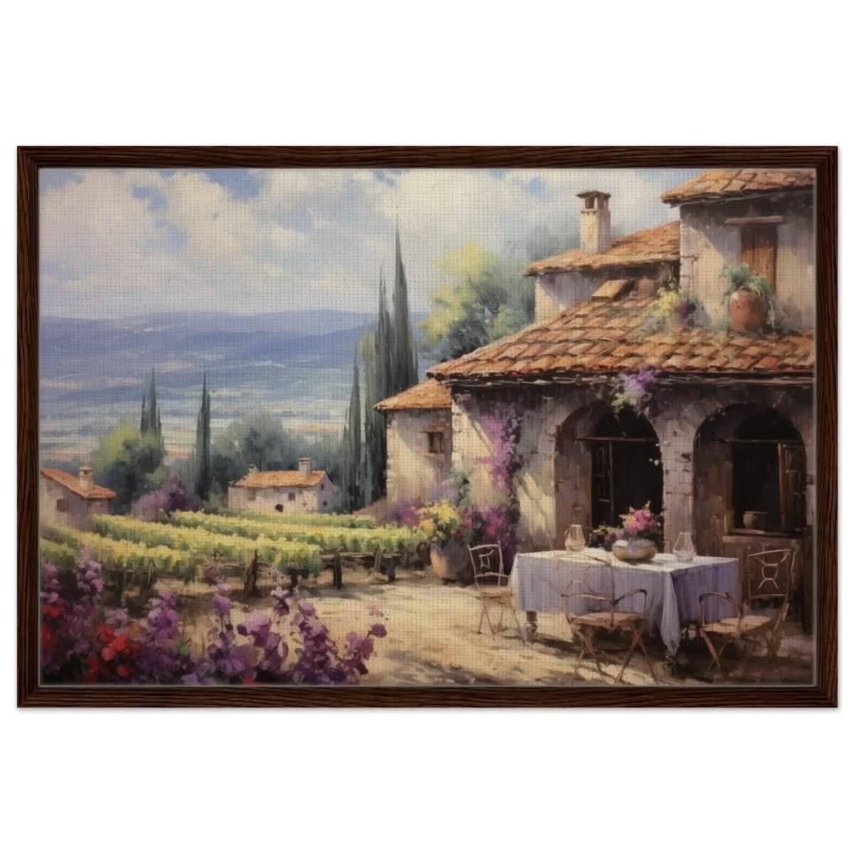 Vineyard Elegance | Nature Art Wall art print - Framed Canvas - 60x90 cm / 24x36″ - Dark wood frame