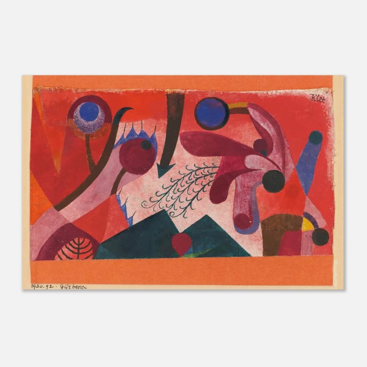 Vintage Art Wall art print | Giftbeeren (Poisonous Berries) by Paul Klee (1920) - Aluminum Print - 30x45 cm / 12x18″ -