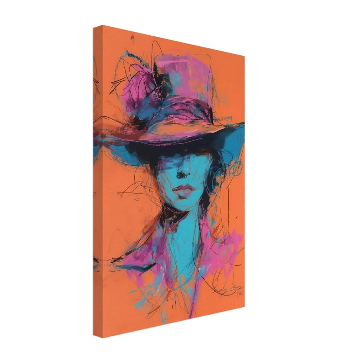 Vivid Allure: Neon Fashion Portrait | Contemporary Abstract Portrait | Wall art print - Canvas - 30x45 cm / 12x18″ -