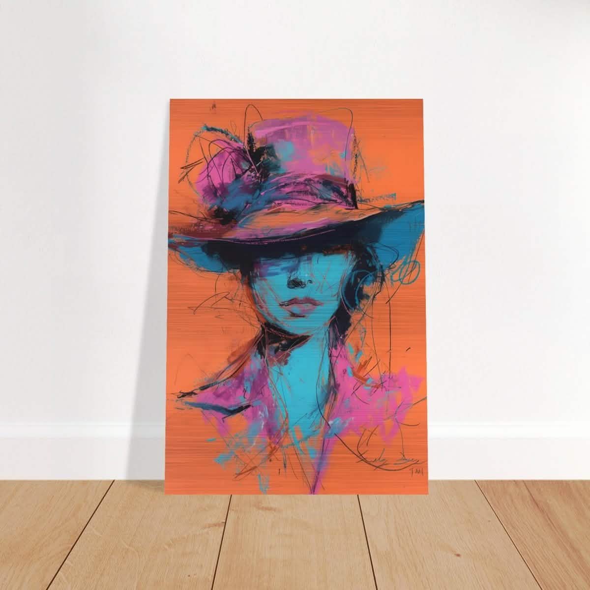 Vivid Allure: Neon Fashion Portrait | Contemporary Abstract Portrait | Wall art print - Brushed Aluminum Print - 60x90 cm / 24x36″ -