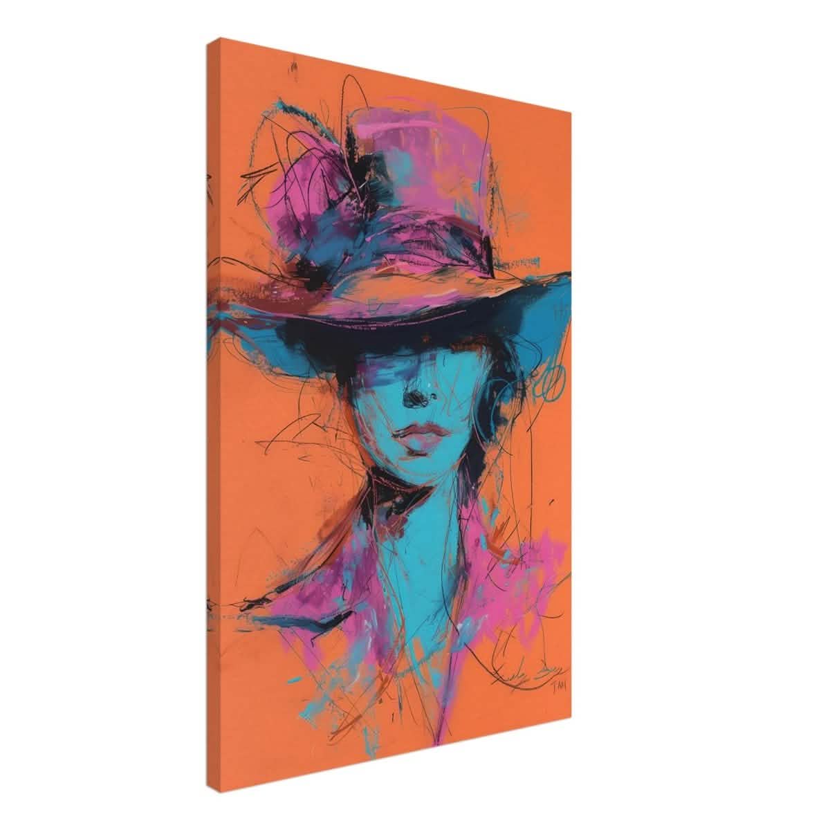 Vivid Allure: Neon Fashion Portrait | Contemporary Abstract Portrait | Wall art print - Canvas - 50x75 cm / 20x30″ -