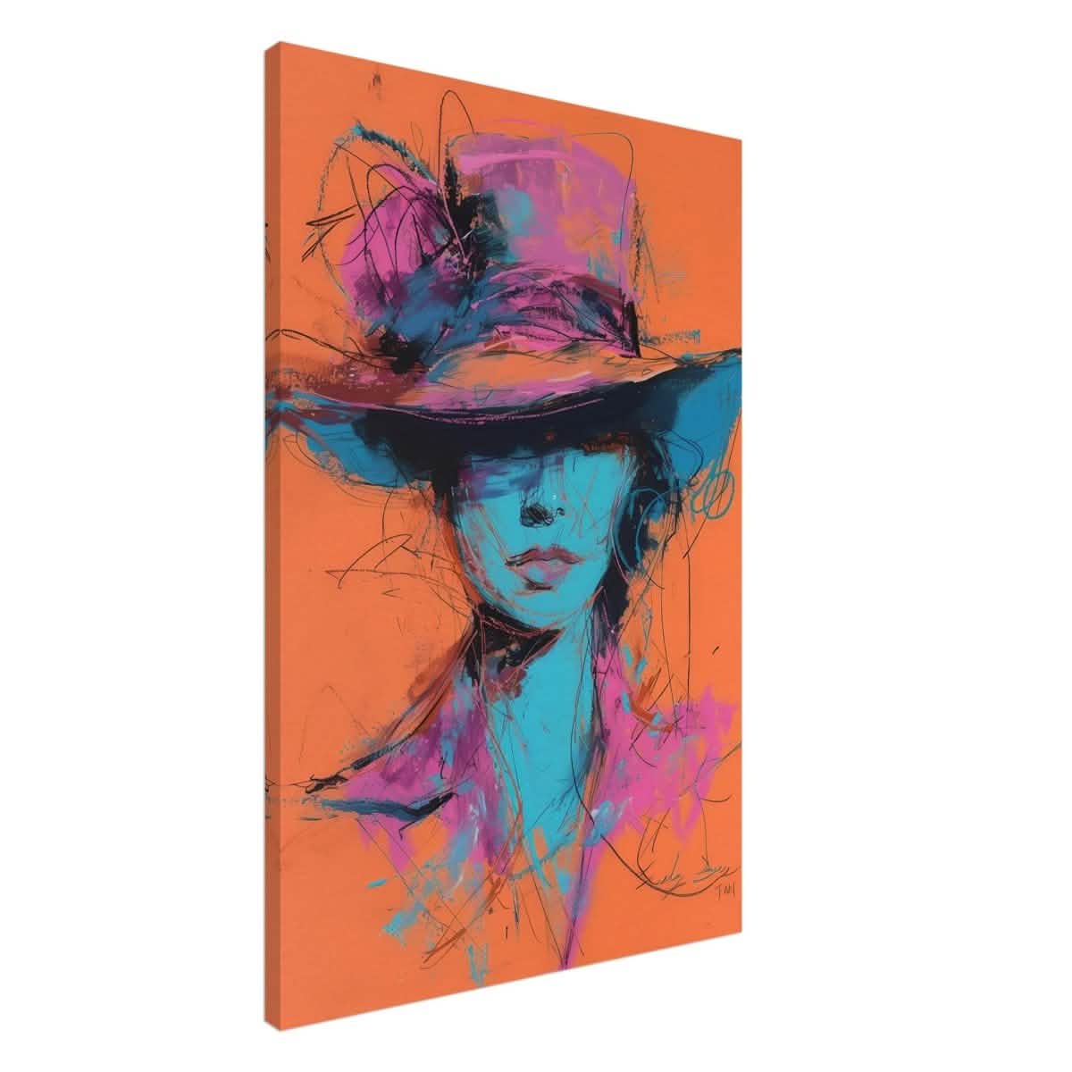 Vivid Allure: Neon Fashion Portrait | Contemporary Abstract Portrait | Wall art print - Canvas - 60x90 cm / 24x36″ -